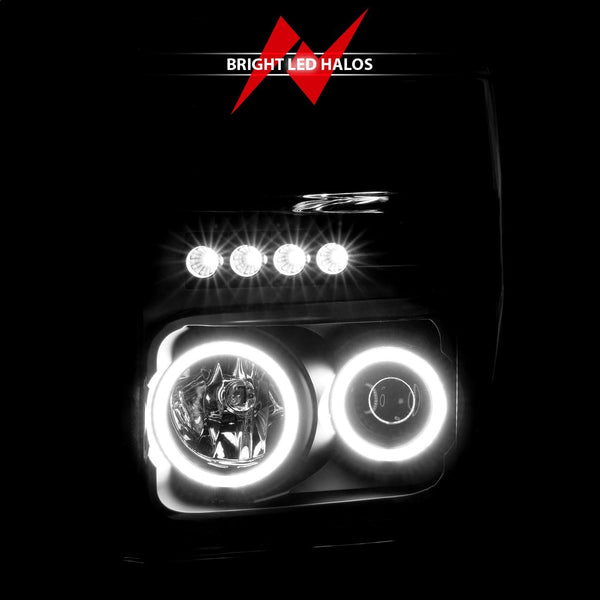 AnzoUSA 111168 Projector Headlights with Halo Black (SMD LED)