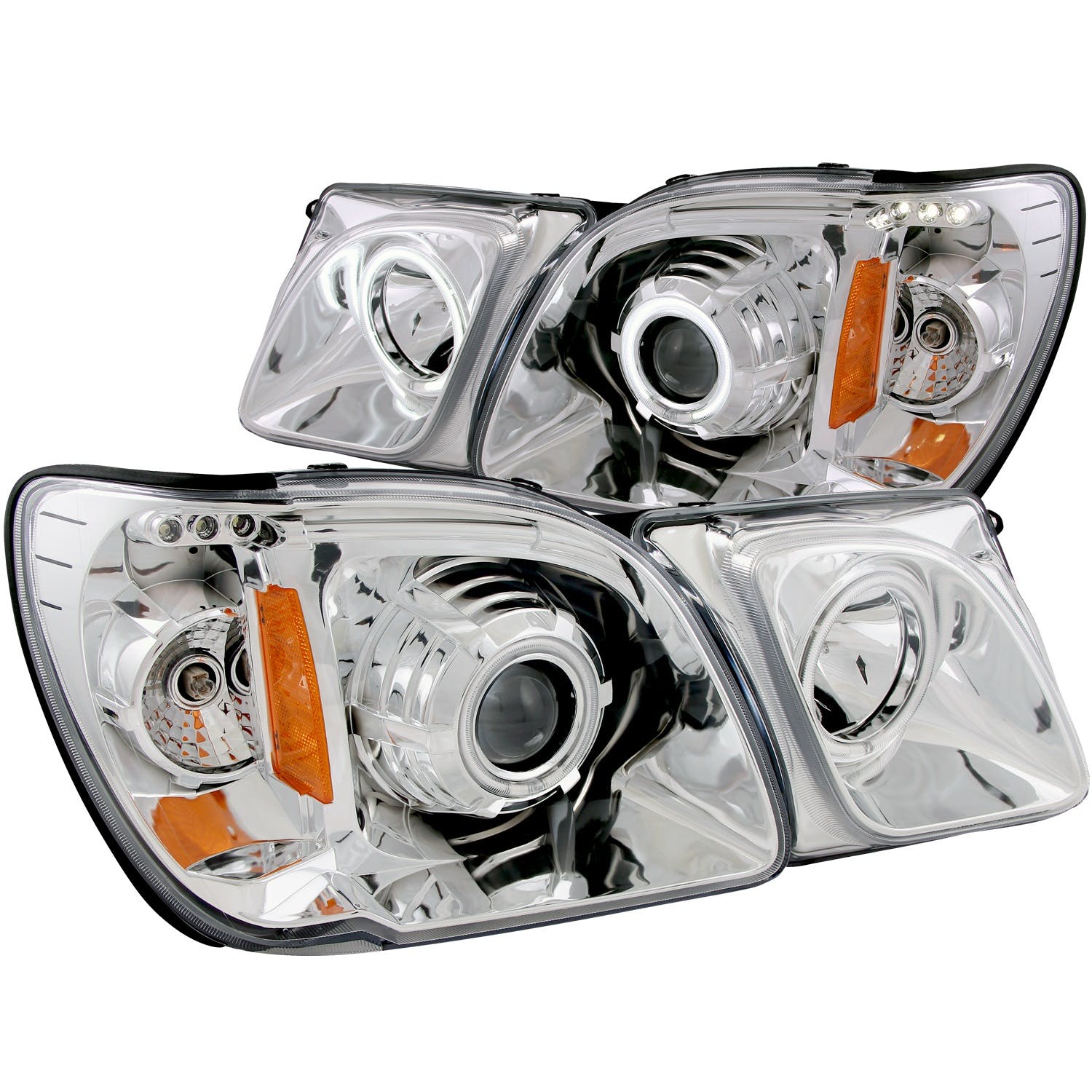AnzoUSA 111169 Projector Headlights with Halo Chrome (SMD LED)