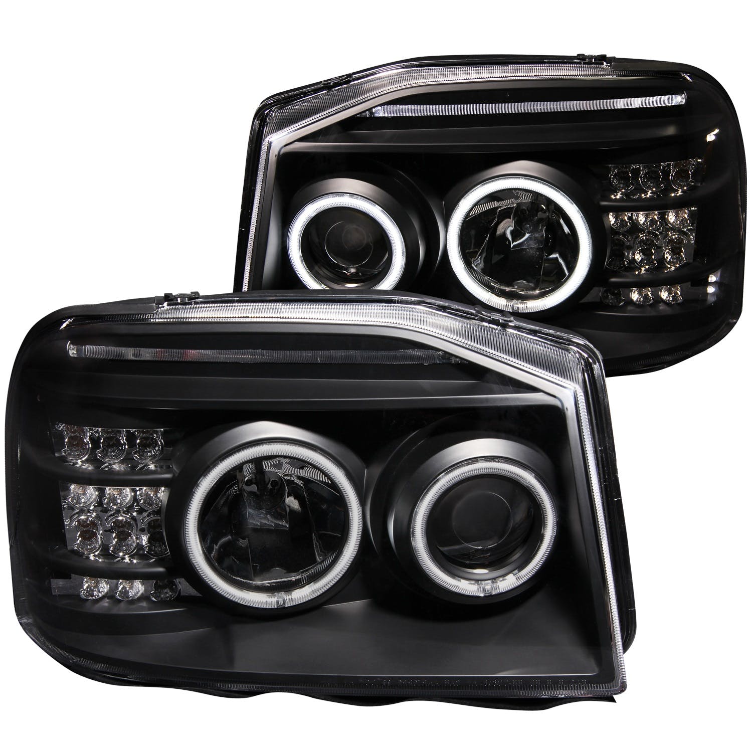 AnzoUSA 111172 Projector Headlights with Halo Black (SMD LED)