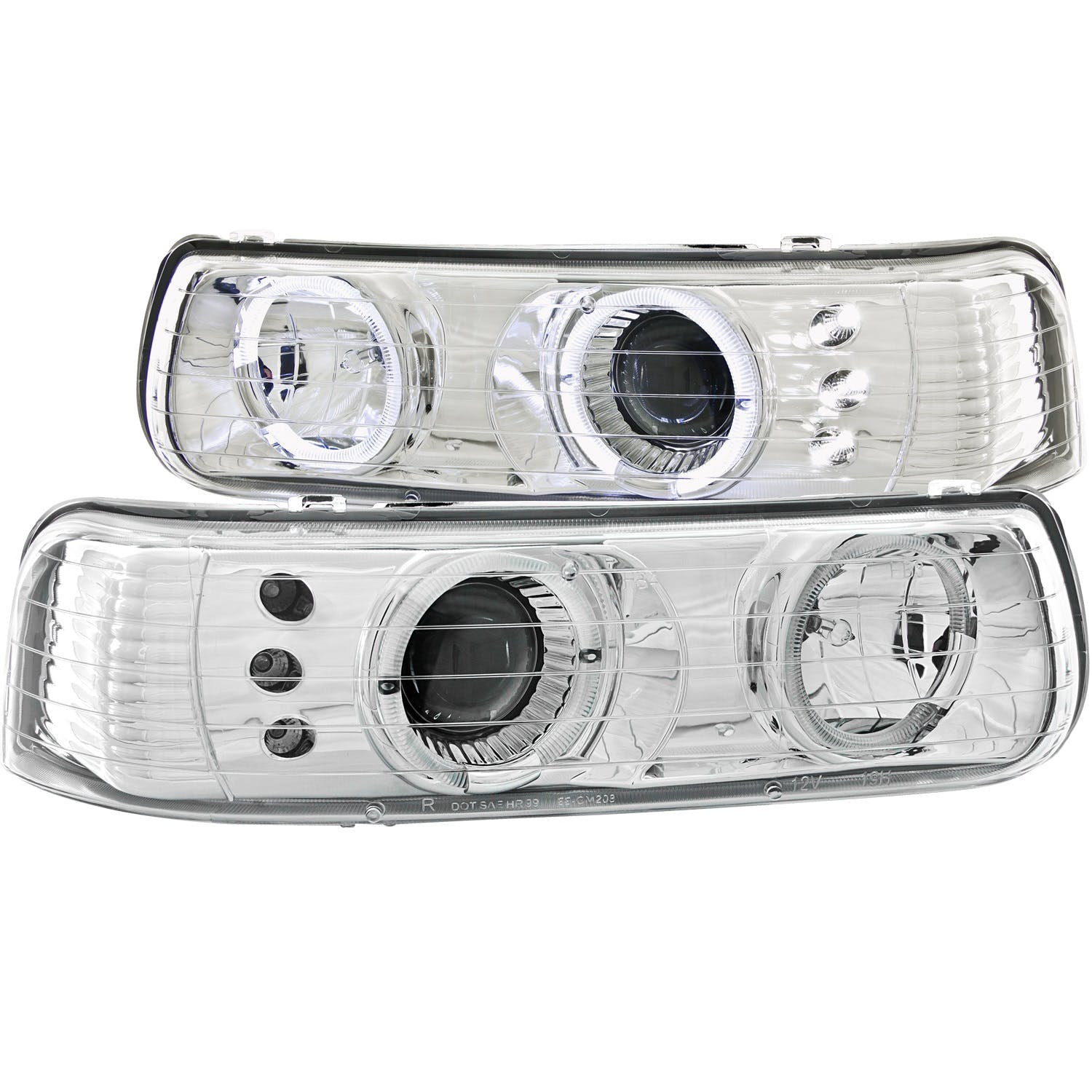 AnzoUSA 111190 Projector Headlights with Halo Chrome