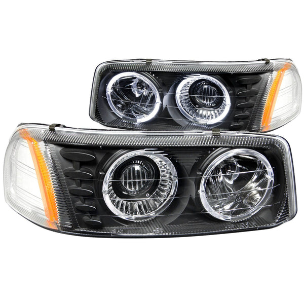 AnzoUSA 111192 Projector Headlights with Halo Black
