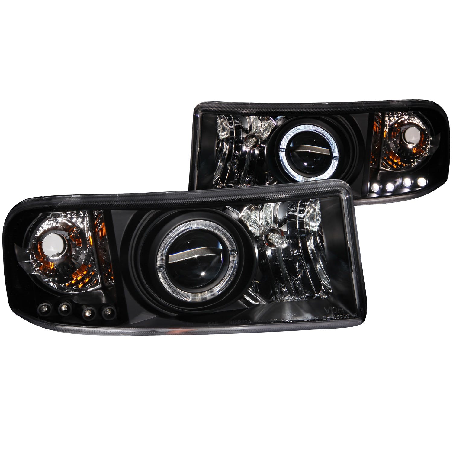 AnzoUSA 111196 Projector Headlights with Halo Black