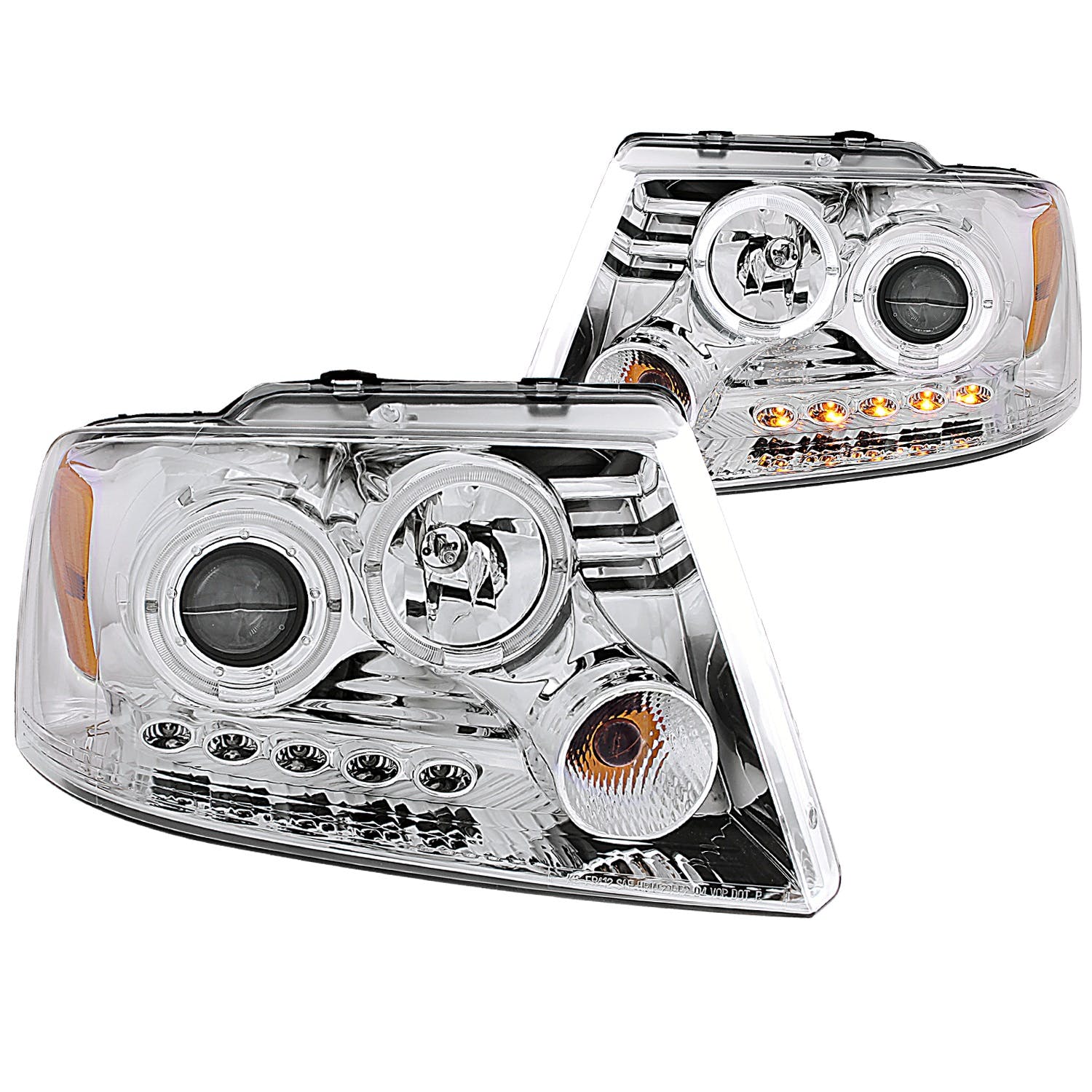 AnzoUSA 111203 Projector Headlights with Halo and LED Chrome G2