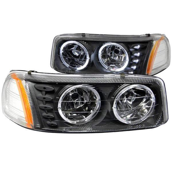 AnzoUSA 111207 Crystal Headlights with Halo and LED Black