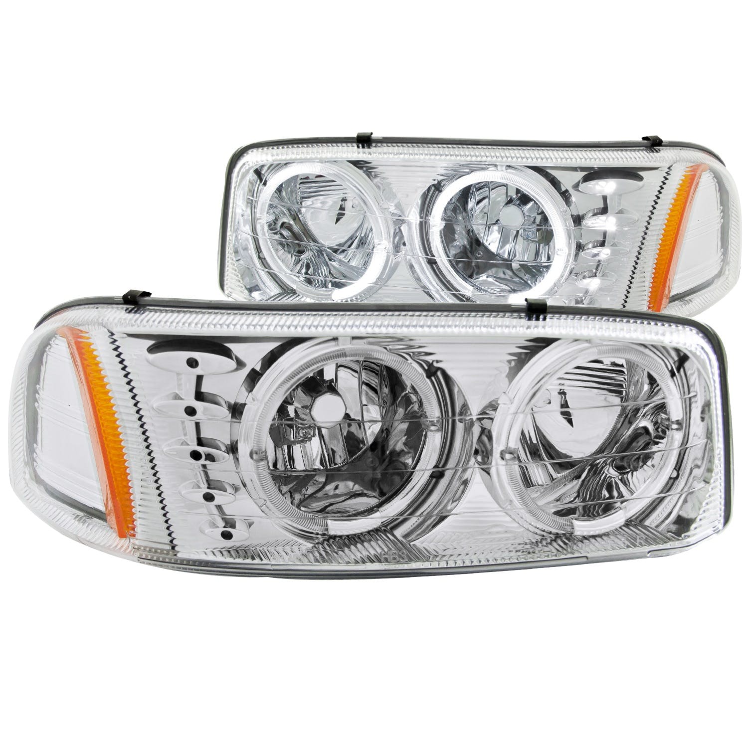 AnzoUSA 111208 Crystal Headlights with Halo and LED Chrome
