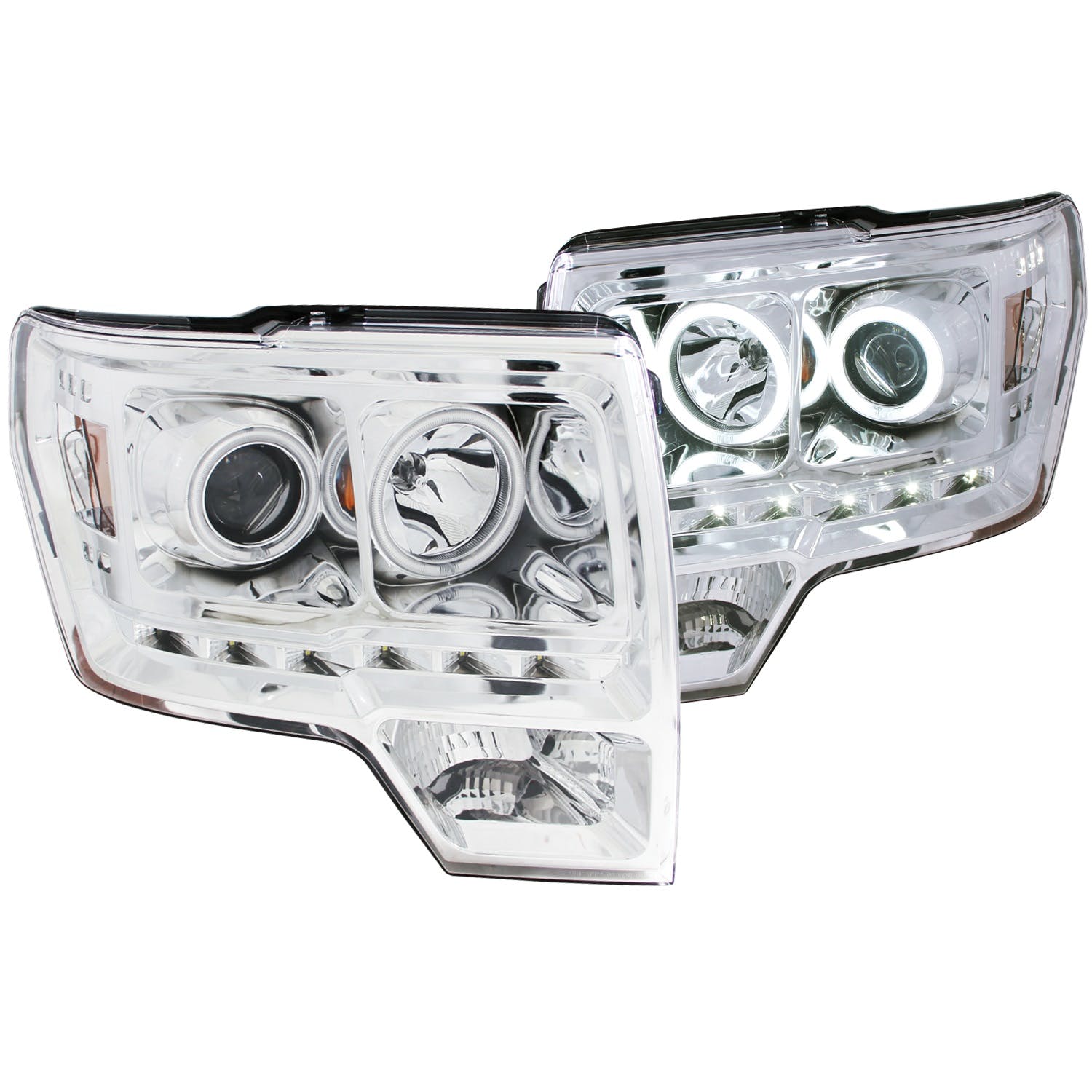 AnzoUSA 111297 Projector Headlights with Halo Chrome (SMD LED) G2