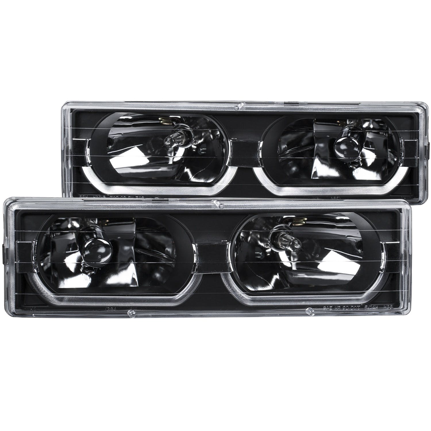AnzoUSA 111299 Crystal Headlights Black with Low - Brow