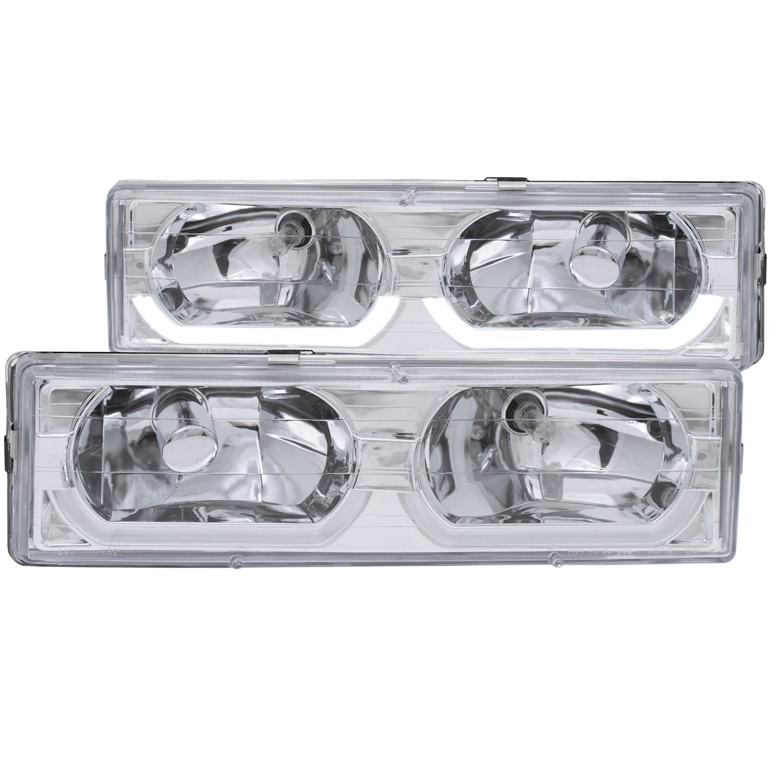 AnzoUSA 111300 Crystal Headlights Chrome with Low - Brow