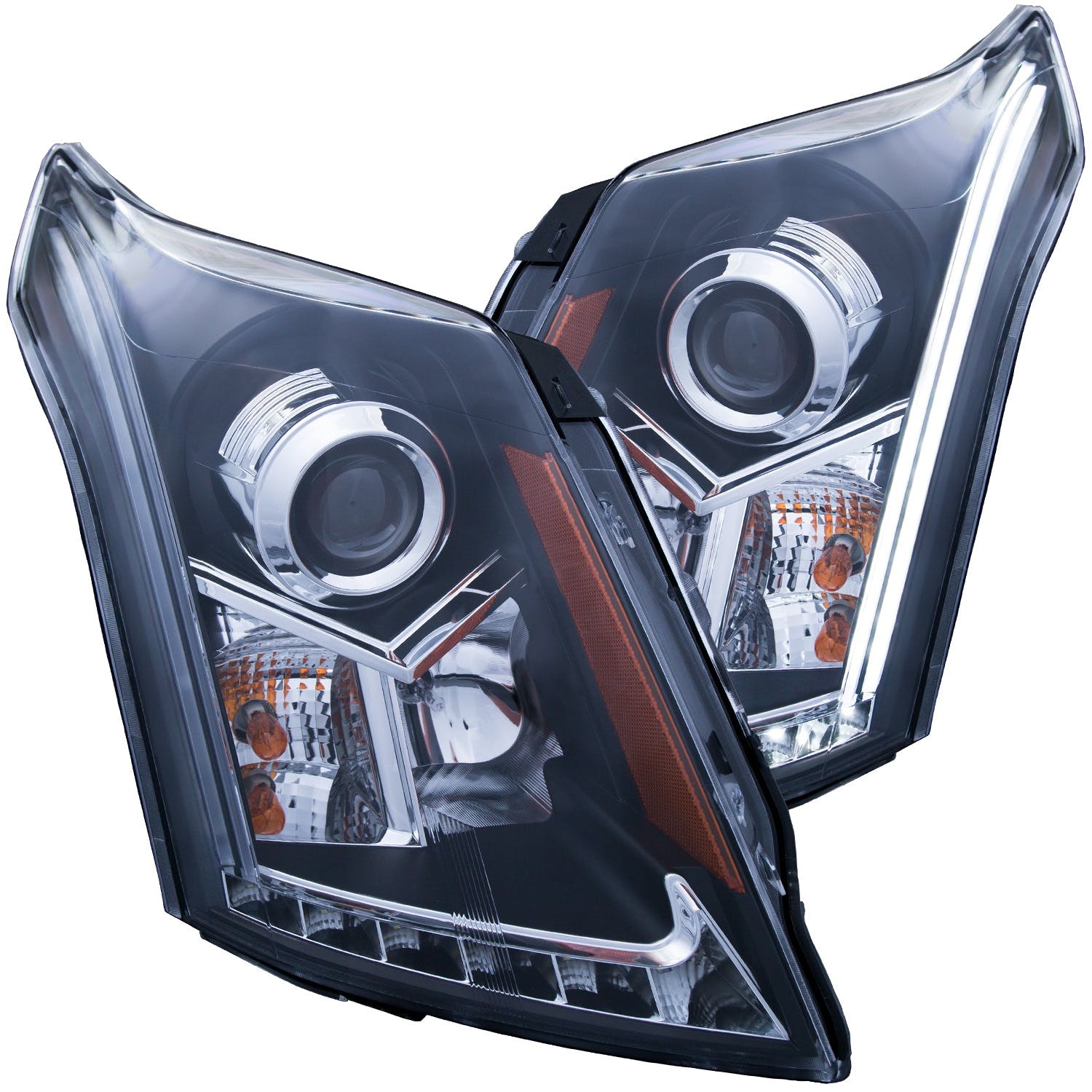 AnzoUSA 111308 Projector Headlights with Plank Style Design Black