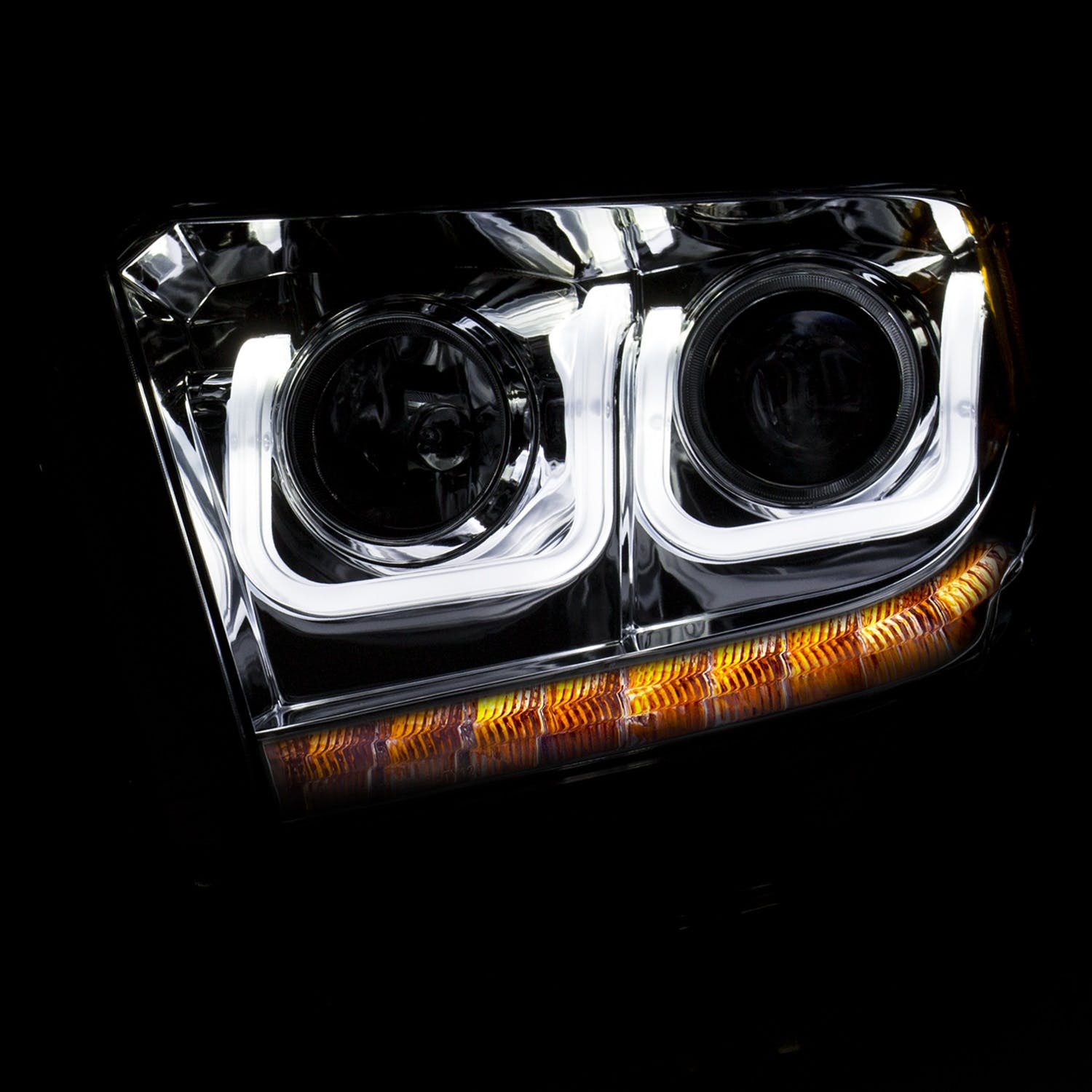 AnzoUSA 111319 Projector Headlights with U-Bar Chrome