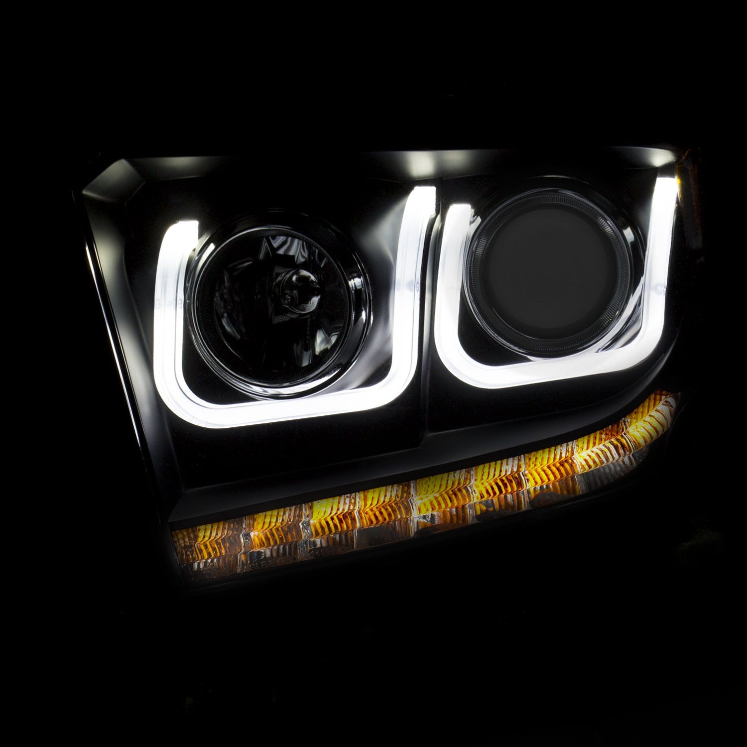 AnzoUSA 111326 Projector Headlights with U-Bar Black with DRL