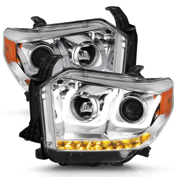 AnzoUSA 111327 Projector Headlights with U-Bar Chrome with DRL