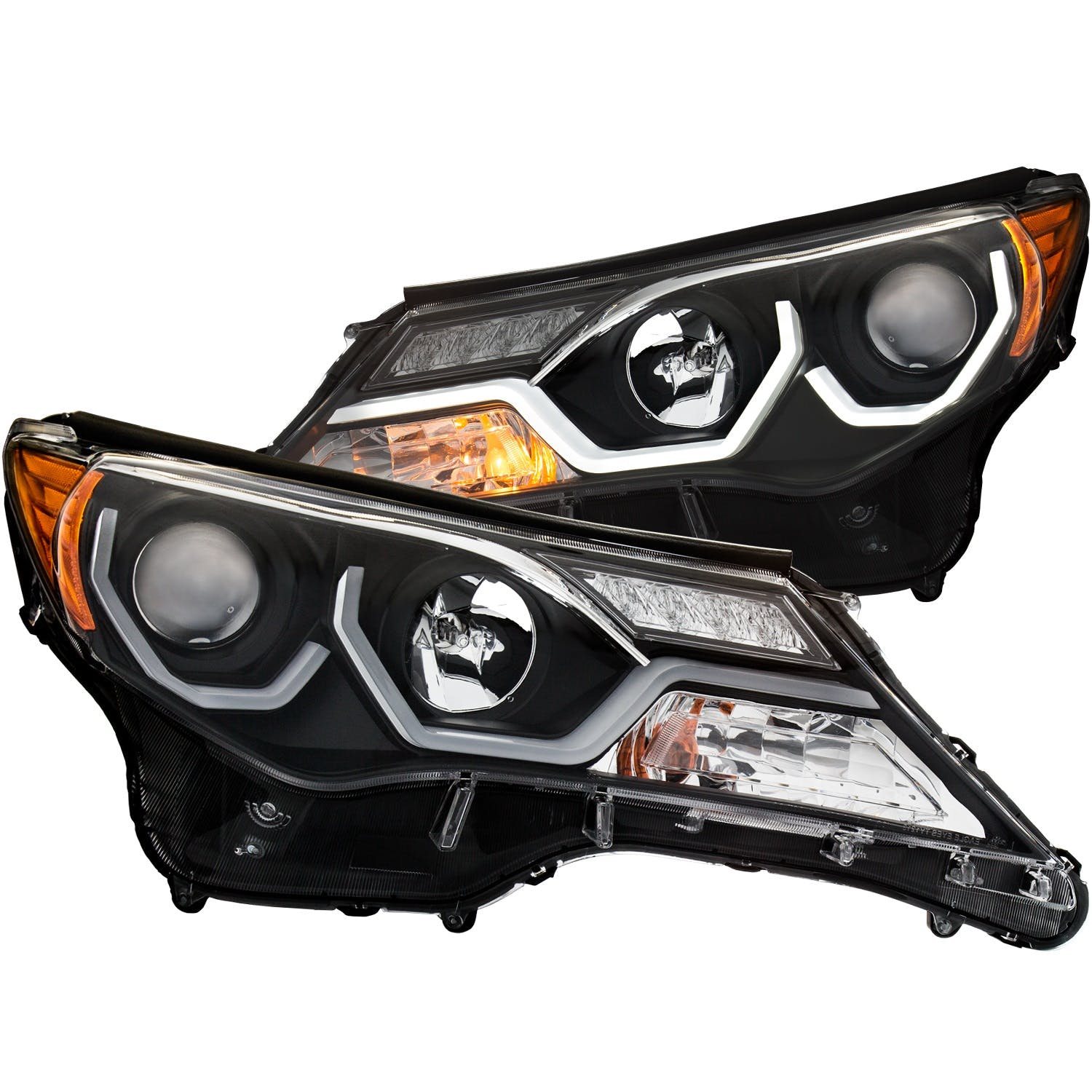 AnzoUSA 111332 Projector Headlights with Plank Style Design Black