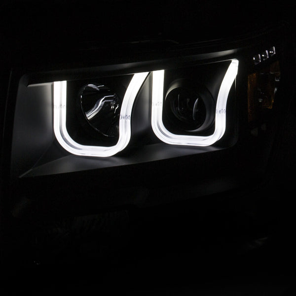 AnzoUSA 111351 Projector Headlights with U-Bar Black Amber (HID type) (without HID kit)
