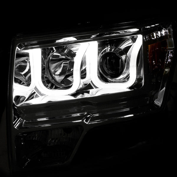 AnzoUSA 111352 Projector Headlights with U-Bar Chrome Amber (HID type) (without HID kit)