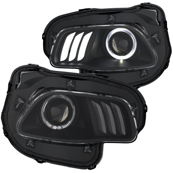 AnzoUSA 111353 Projector Headlights Black clear with white and Red