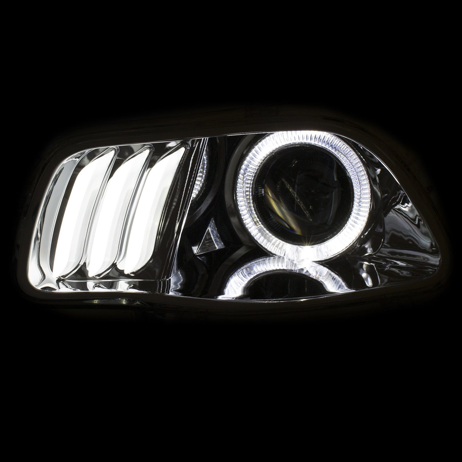 AnzoUSA 111354 Projector Headlights Chrome clear  with white and Red