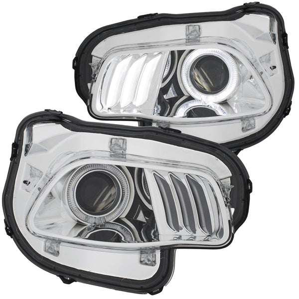 AnzoUSA 111354 Projector Headlights Chrome clear  with white and Red