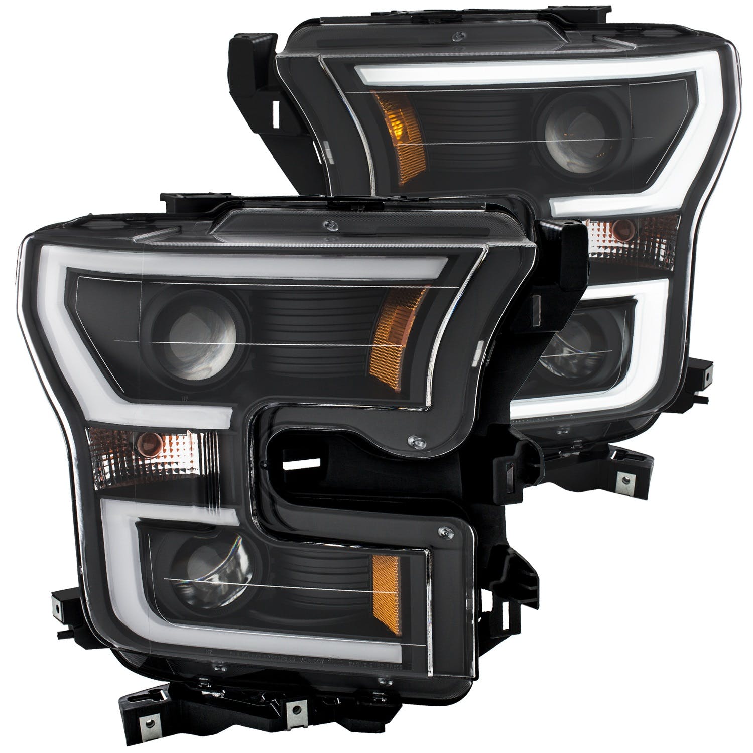 AnzoUSA 111357 Projector Headlights with Plank Style Switchback Black with Amber