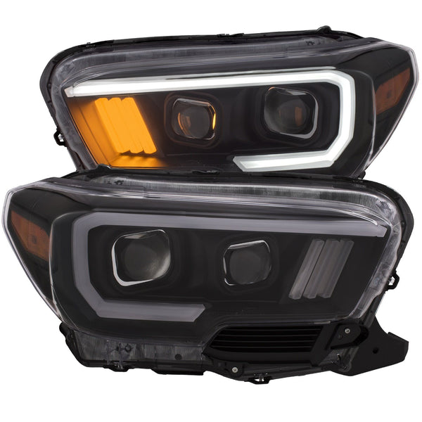 AnzoUSA 111377 Projector Headlights with Plank Style Design Black with Amber