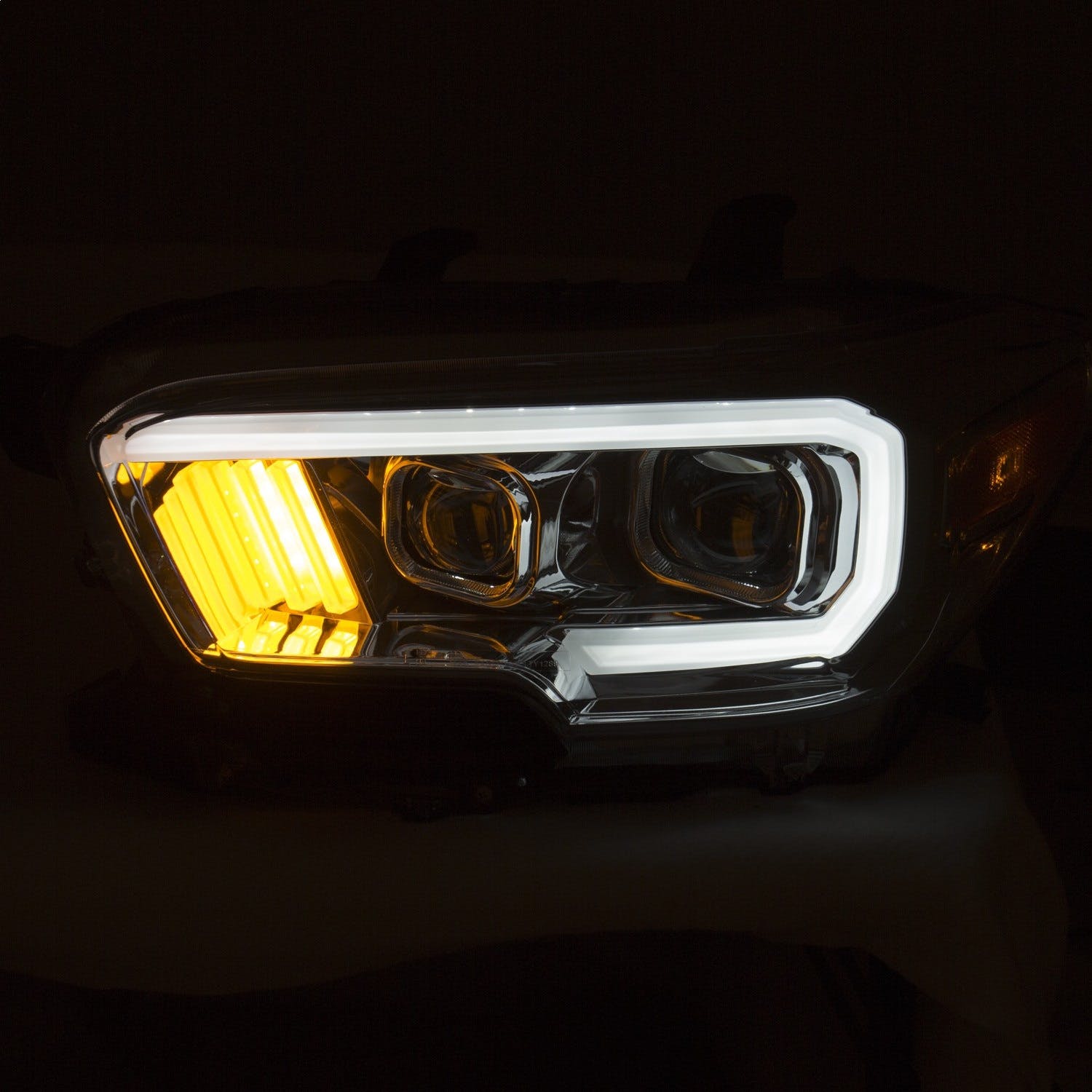 AnzoUSA 111380 Projector Headlights with Plank Style Design Chrome/Amber with DRL