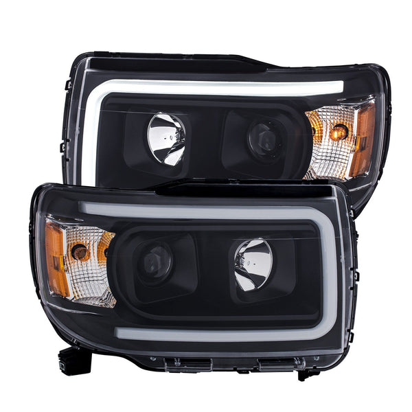 AnzoUSA 111381 Projector Headlights with Plank Style Design Black with Amber