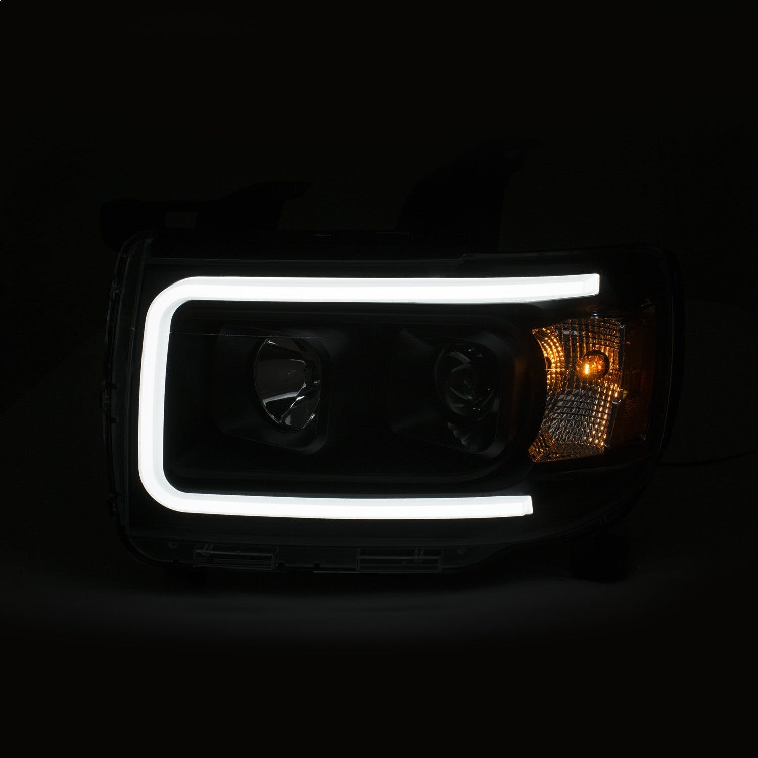 AnzoUSA 111381 Projector Headlights with Plank Style Design Black with Amber