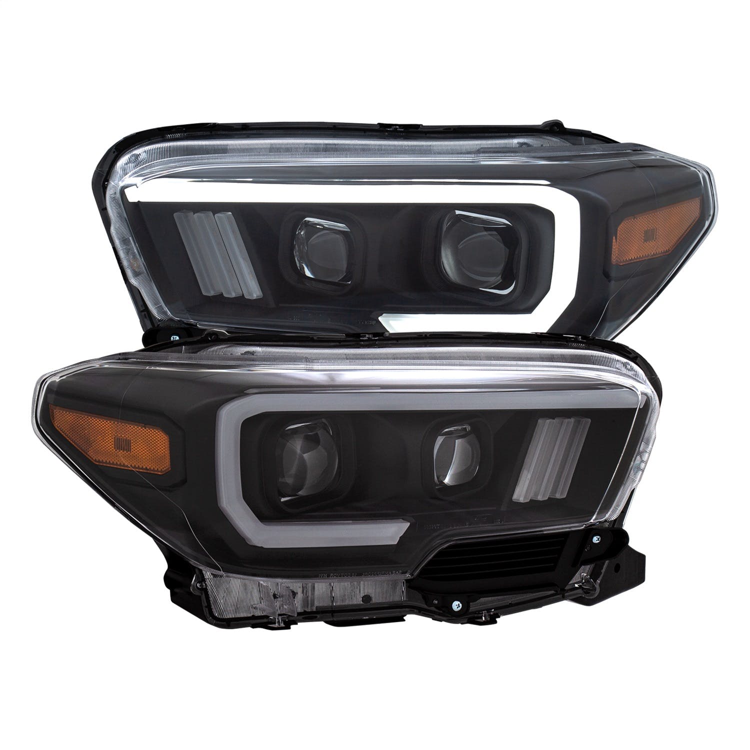 AnzoUSA 111396 Projector Headlights with Plank Style Switchback Black with Amber
