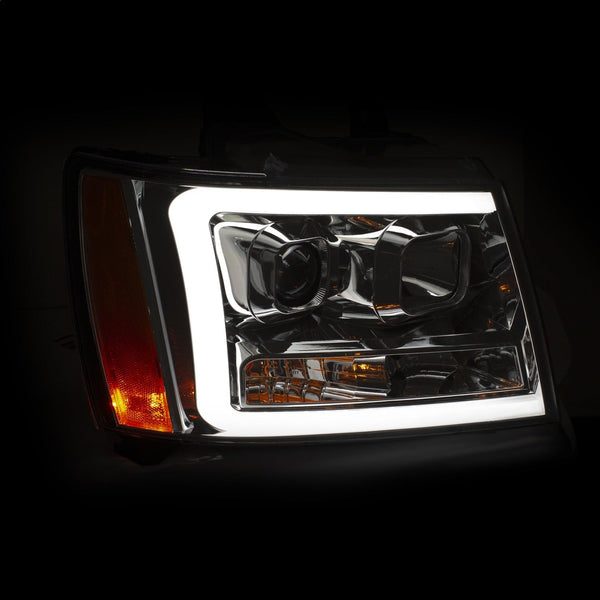AnzoUSA 111403 Projector Headlights with Plank Style Switchback Chrome with Amber