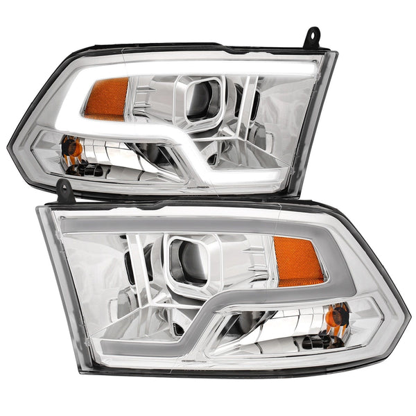 AnzoUSA 111405 Projector Headlights Plank Style Design Chrome with Halo