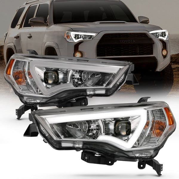 AnzoUSA 111417 Projector Headlights with Plank Style Switchback Chrome with Amber
