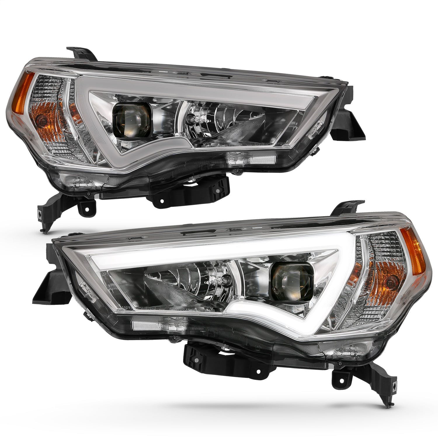 AnzoUSA 111417 Projector Headlights with Plank Style Switchback Chrome with Amber