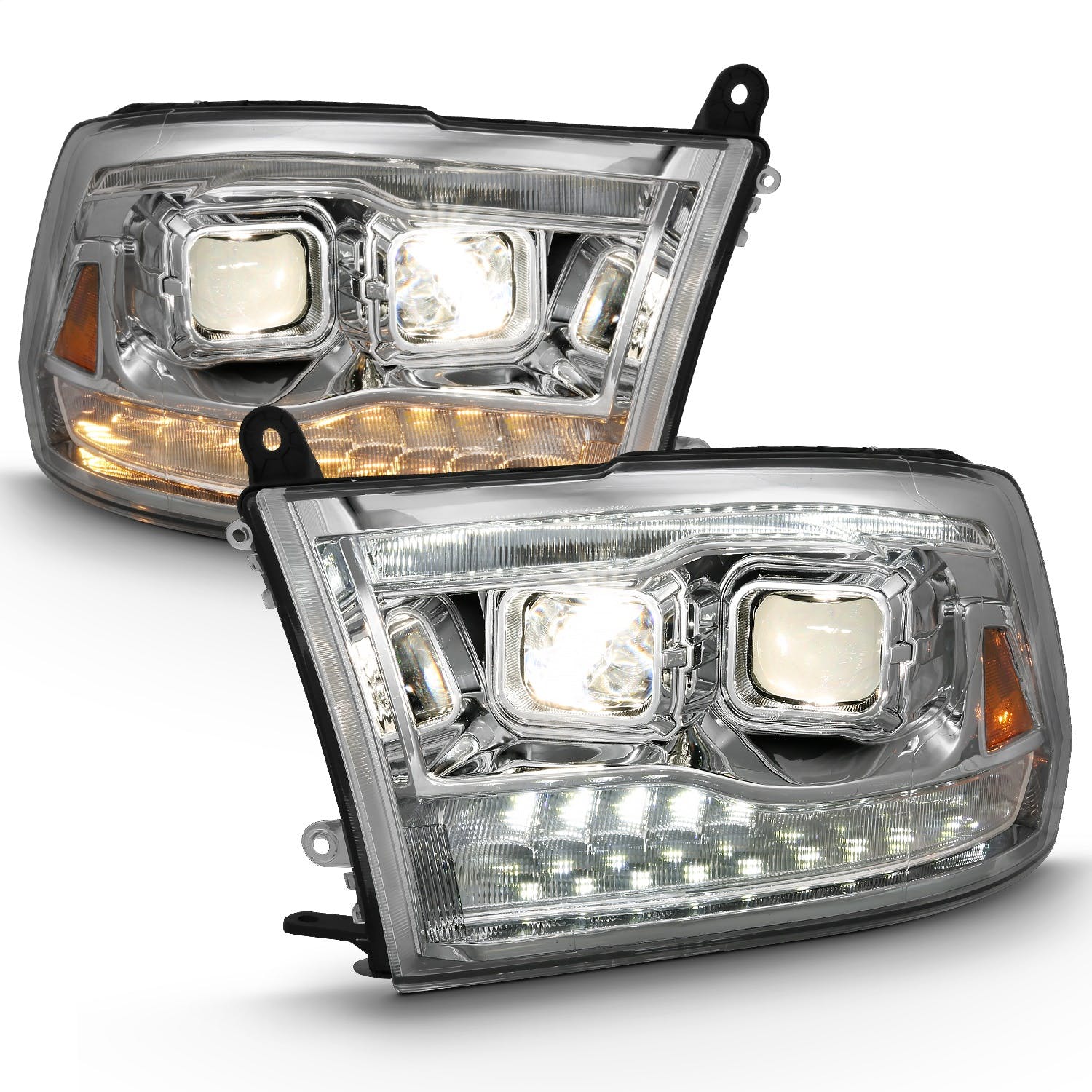 AnzoUSA 111441 Projector Headlights. Switchback Black Amber