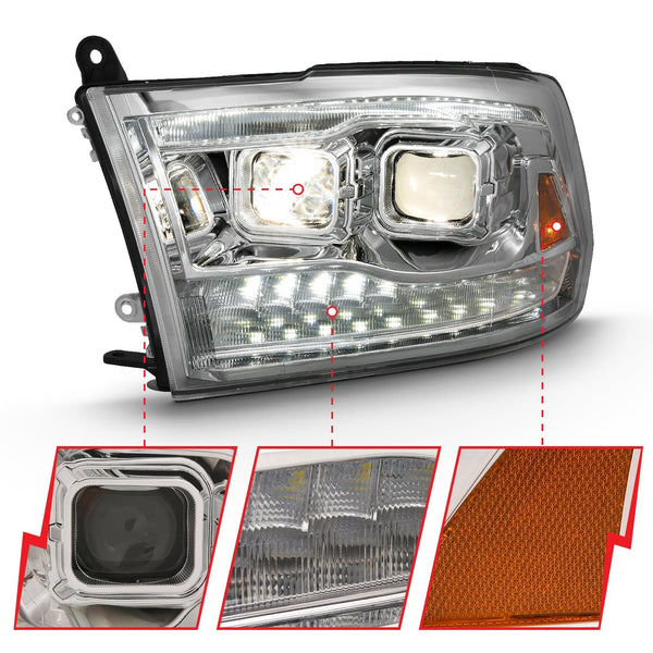 AnzoUSA 111441 Projector Headlights. Switchback Black Amber