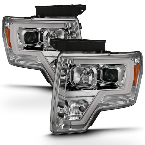 AnzoUSA 111444 Projector Headlight Plank Style Chrome Amber
