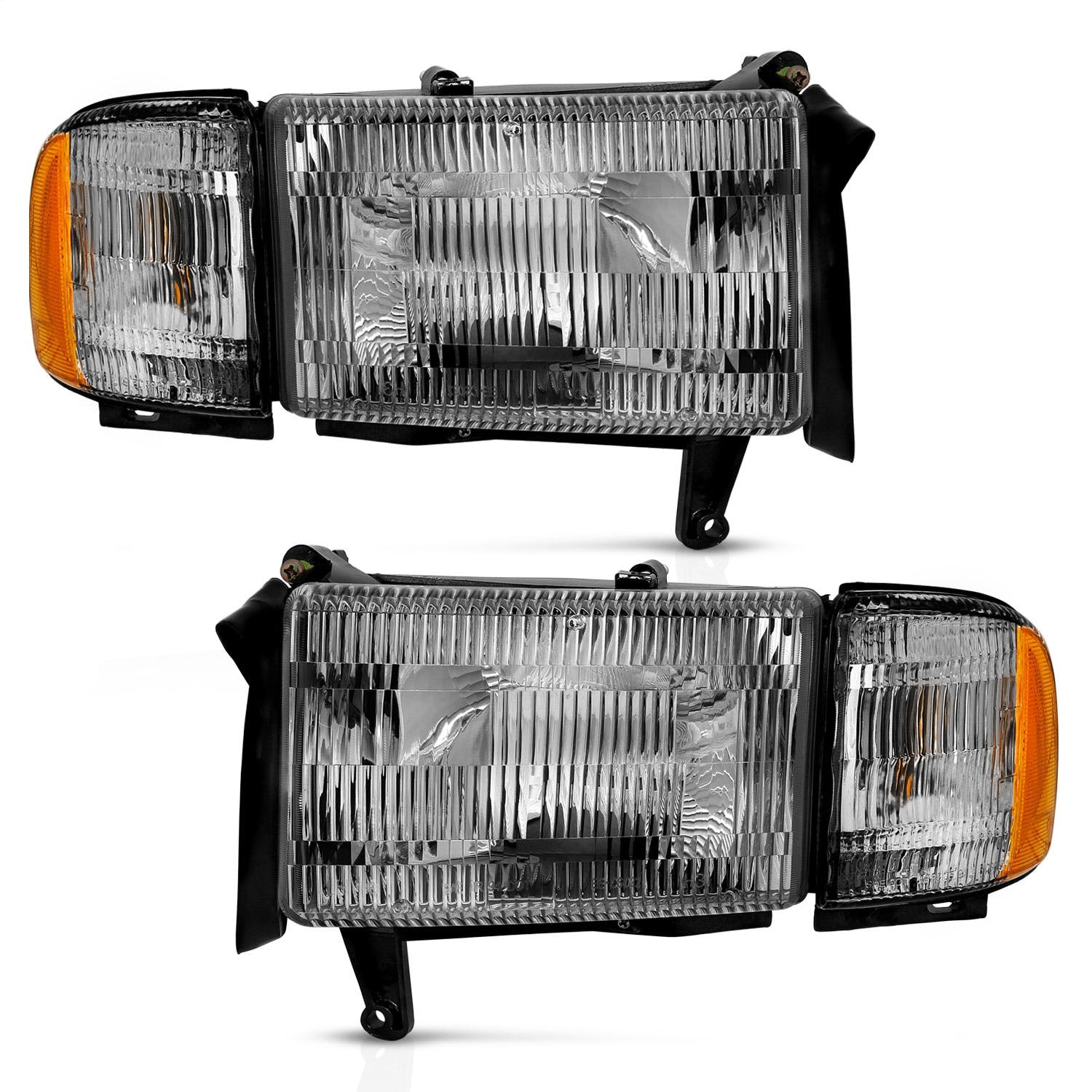 AnzoUSA 111456 Crystal Headlight Chrome Amber with Corner Light (OE Replacement)