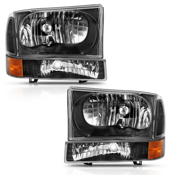 AnzoUSA 111457 Crystal Headlight with Corner Light Black Amber (with out Bulb)