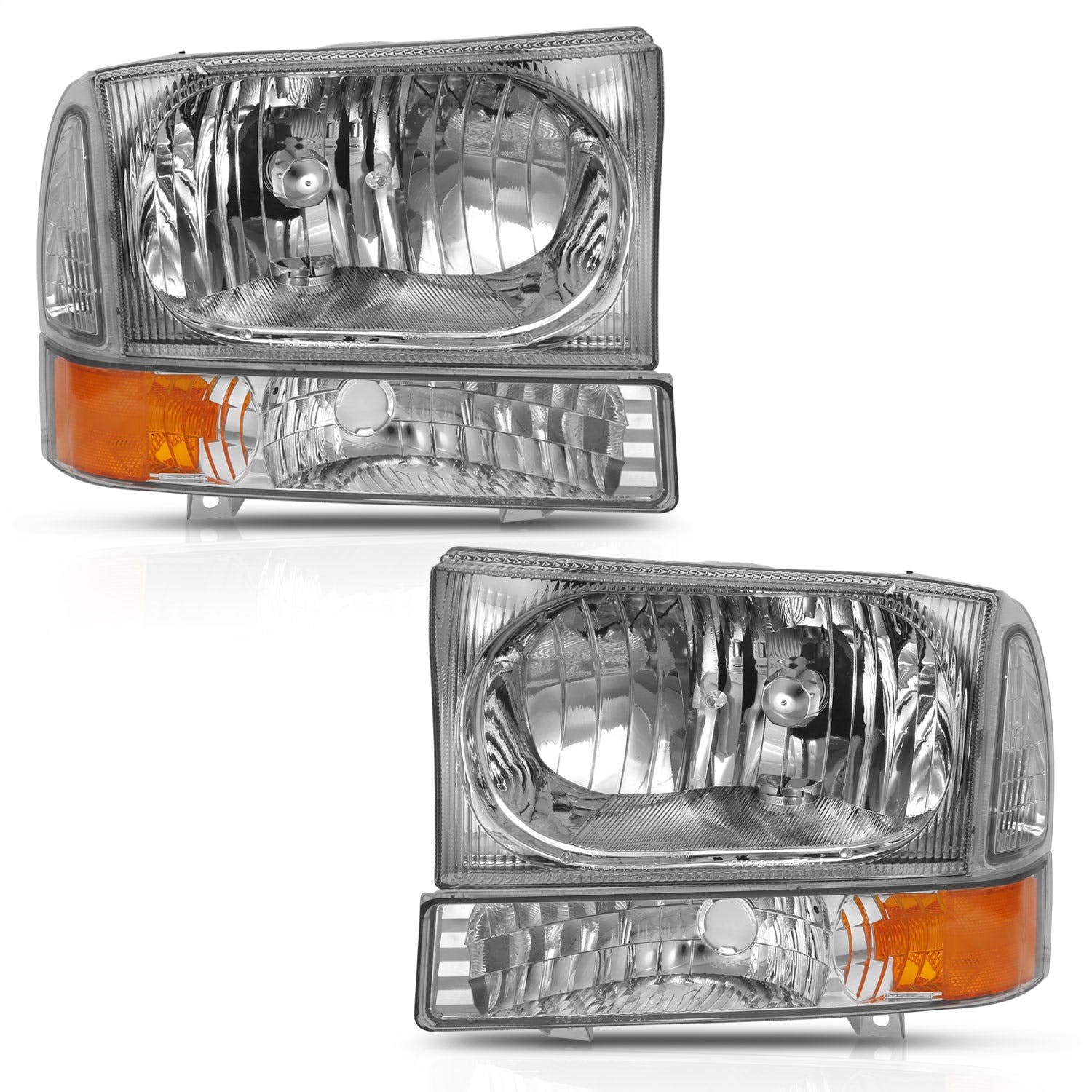 AnzoUSA 111458 Crystal Headlight with Corner Light Chrome Amber (with out Bulb)