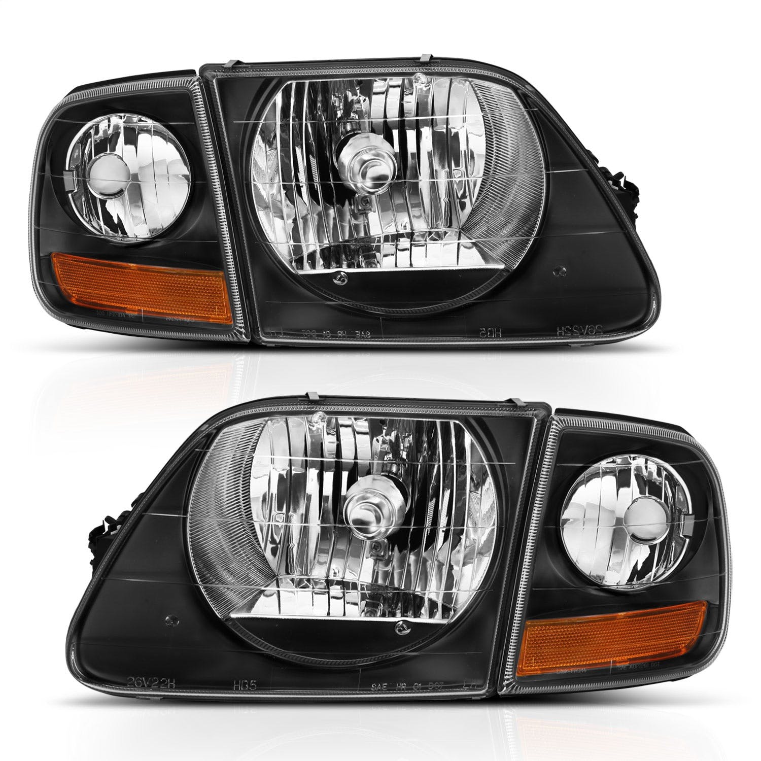 AnzoUSA 111460 Crystal Headlight Black with Parking Light