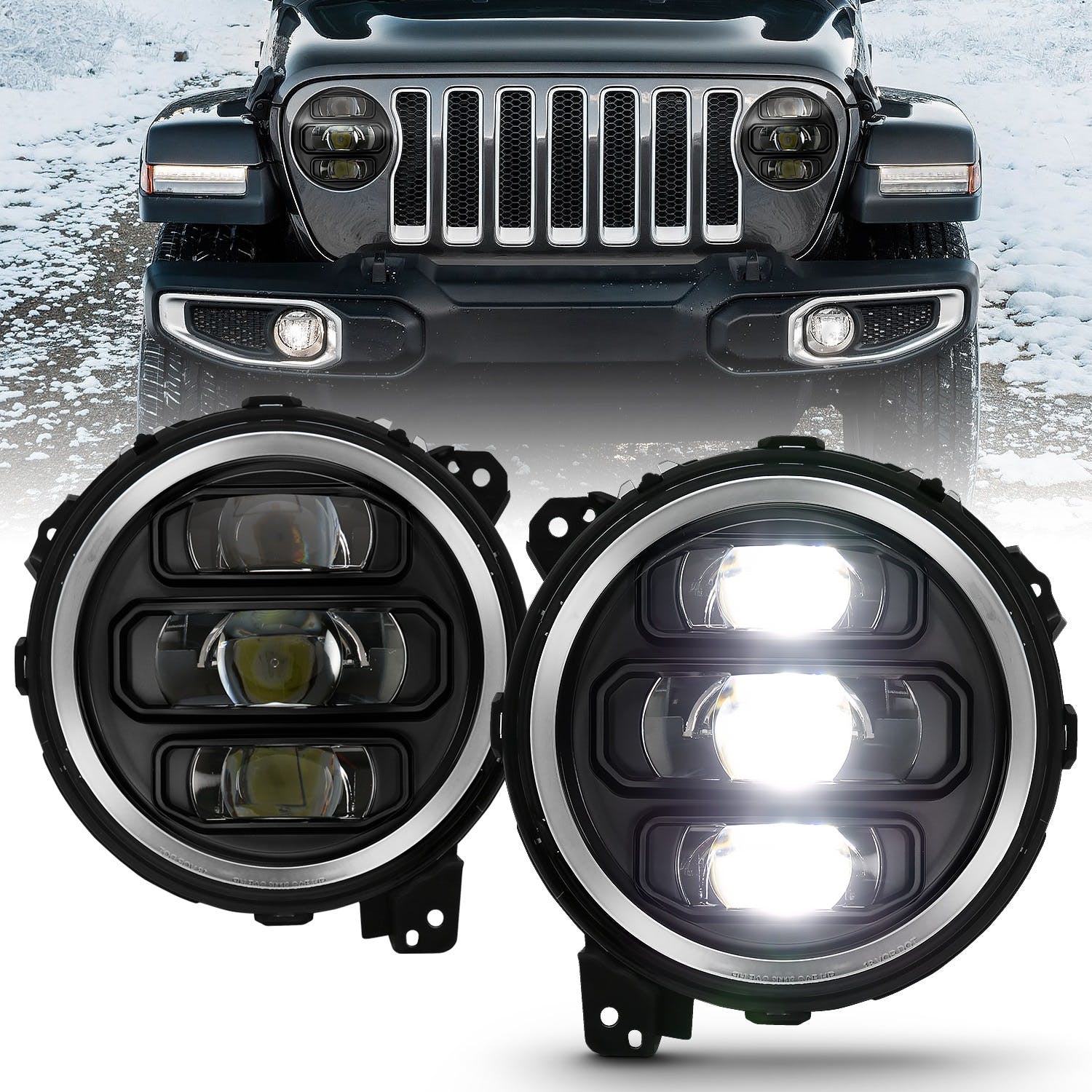 AnzoUSA 111466 Full Led Projector Headlights Black