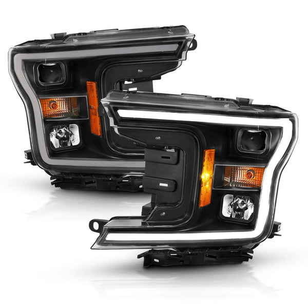AnzoUSA 111467 Projector Plank Style Headlights Black Amber (Without Switchback)