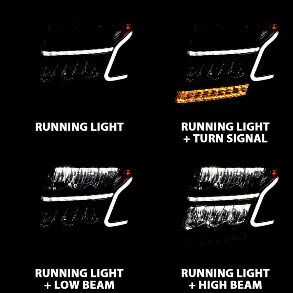 AnzoUSA 111478 LED Headlight Plank Style Black Clear with Sequential Amber