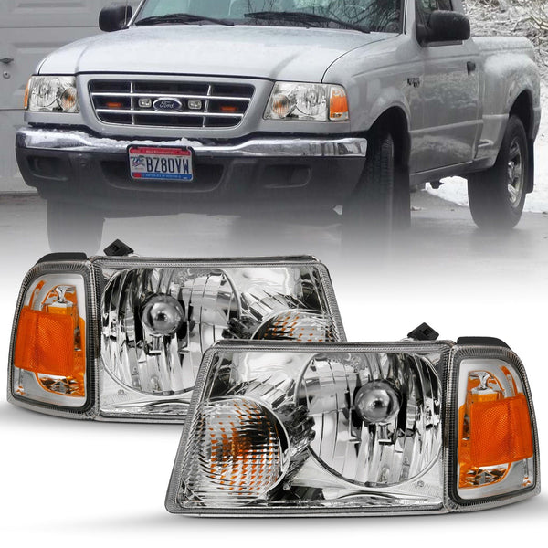 AnzoUSA 111484 Crystal Headlight Chrome with Corner Lights (OE Replacement)