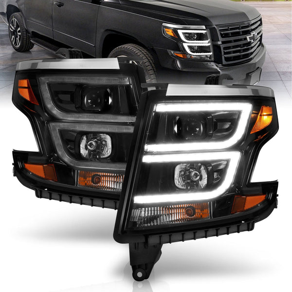 AnzoUSA 111492 Projector Headlights Plank Style Black with DRL