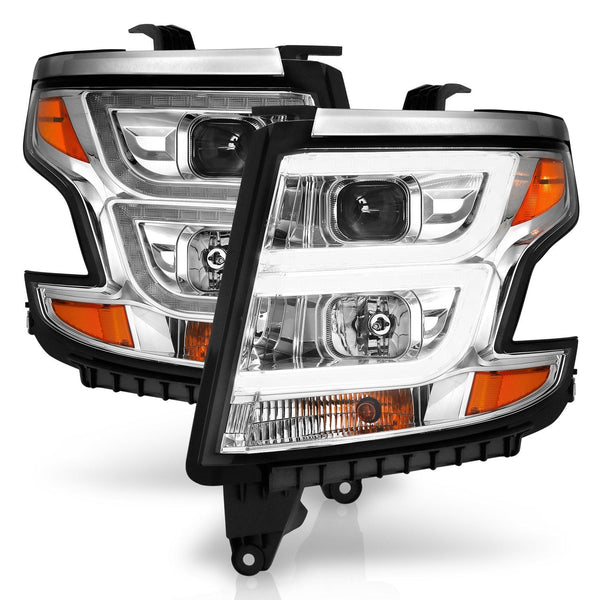 AnzoUSA 111493 Projector Headlights Plank Style Chrome with DRL