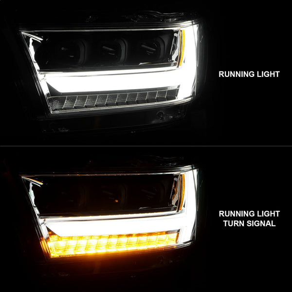 AnzoUSA 111495-L LED Projector Headlights Plank Style with Sequential Black (Driver Side Only)