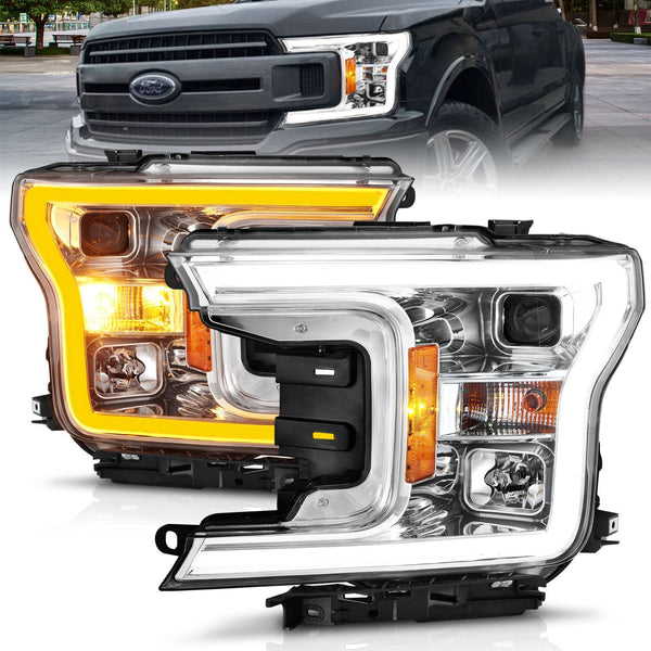 AnzoUSA 111510 Projector Headlight with Plank Style Switchback Chrome Housing