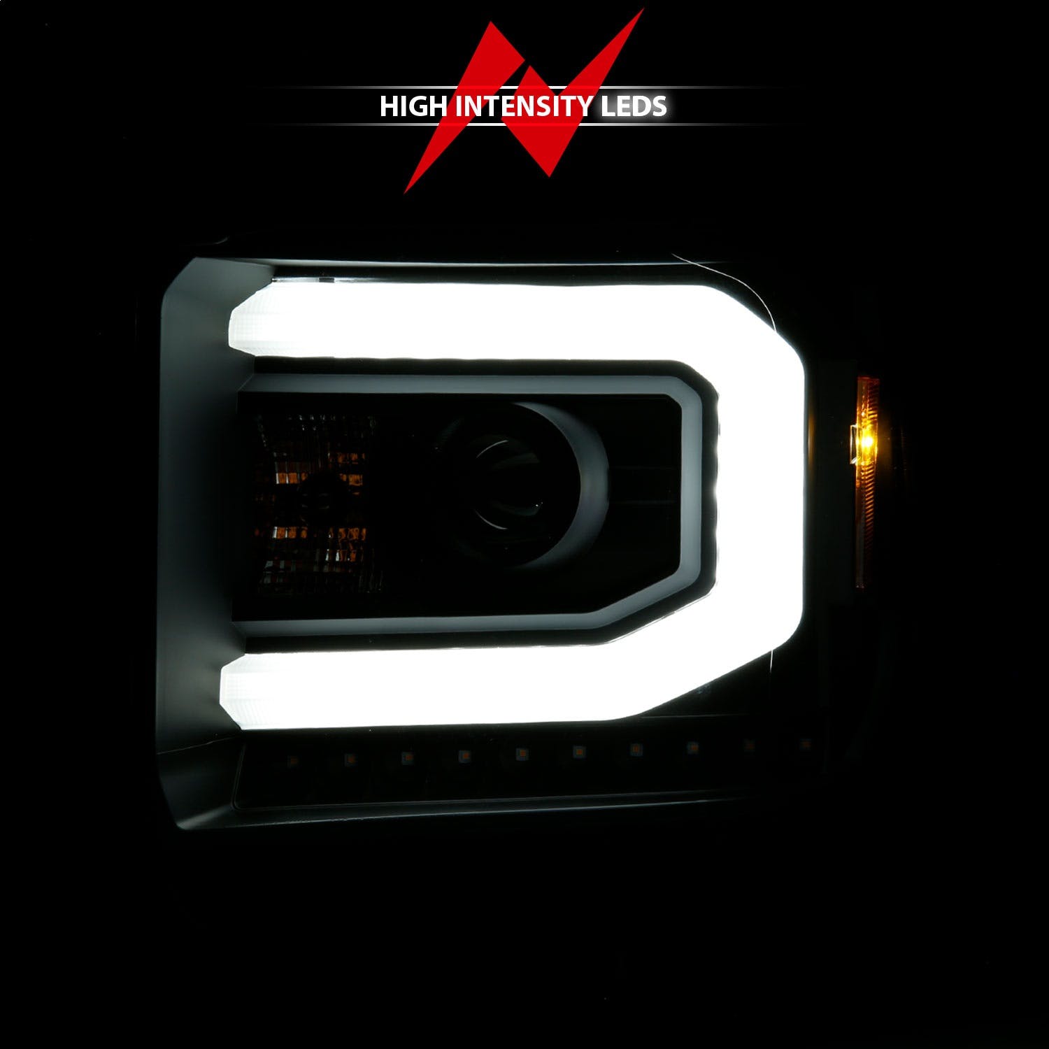 AnzoUSA 111513 Projector Headlights with Light Bar Black Housing (Halogen Type)