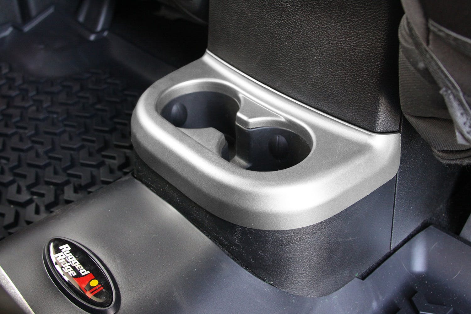 Rugged Ridge 11152.18 Cup Holder Trim, Brushed Silver, 2nd Row