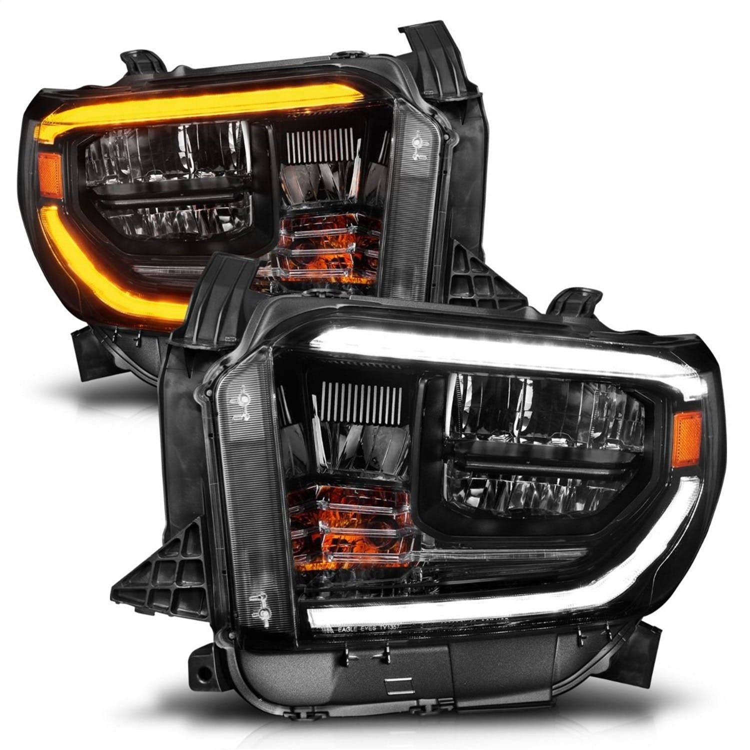 AnzoUSA 111531 LED Crystal Headlights with Switchback Black Housing with Drl